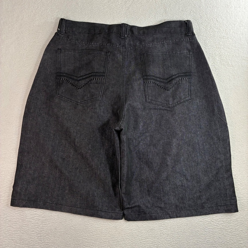 Y2K Brooklyn Unlimited Baggy Jorts Men 38x11 Black Embroidered Denim Jean Shorts